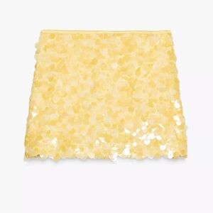Zara Yellow Sequin Mini Skirt